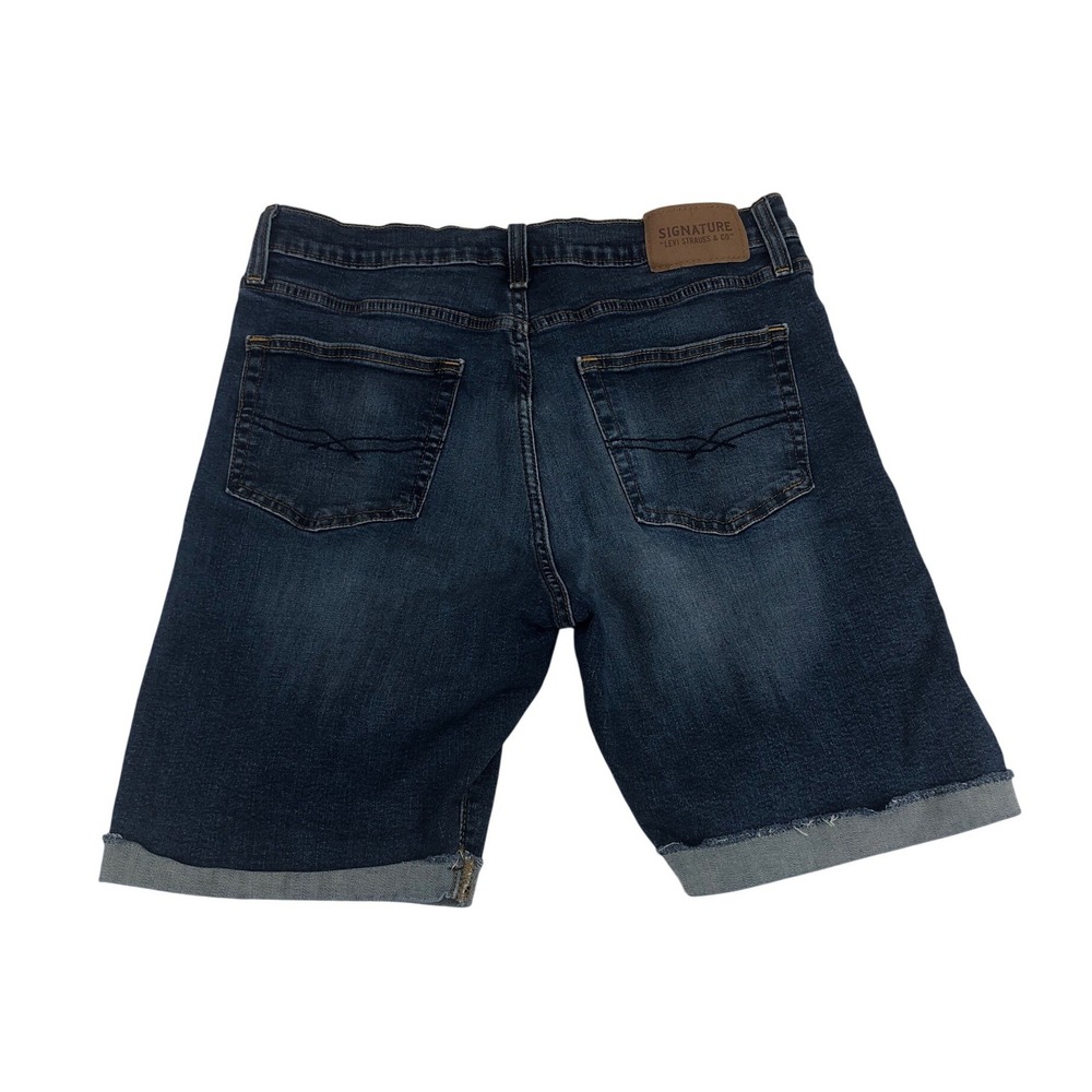 Signature by Levi Strauss & Co Mens Dark Wash Cuffed Denim Jean Shorts Size 32 - Picture 2 of 7